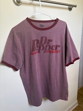 Dr Pepper Men's Retro Ringer Tee in Heather Burgundy